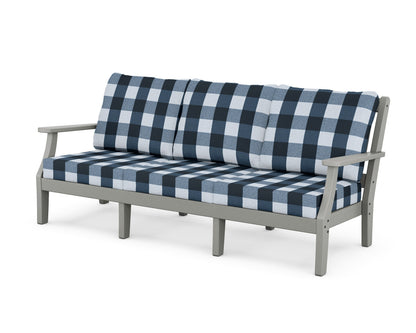 Martha Stewart by POLYWOOD® Chinoiserie Deep Seating Sofa in Slate Grey / Buffalo Plaid Marine Indigo