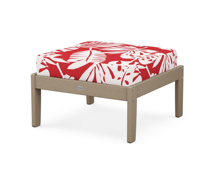 POLYWOOD® Braxton Deep Seating Ottoman in Vintage Sahara / Leaf Crimson