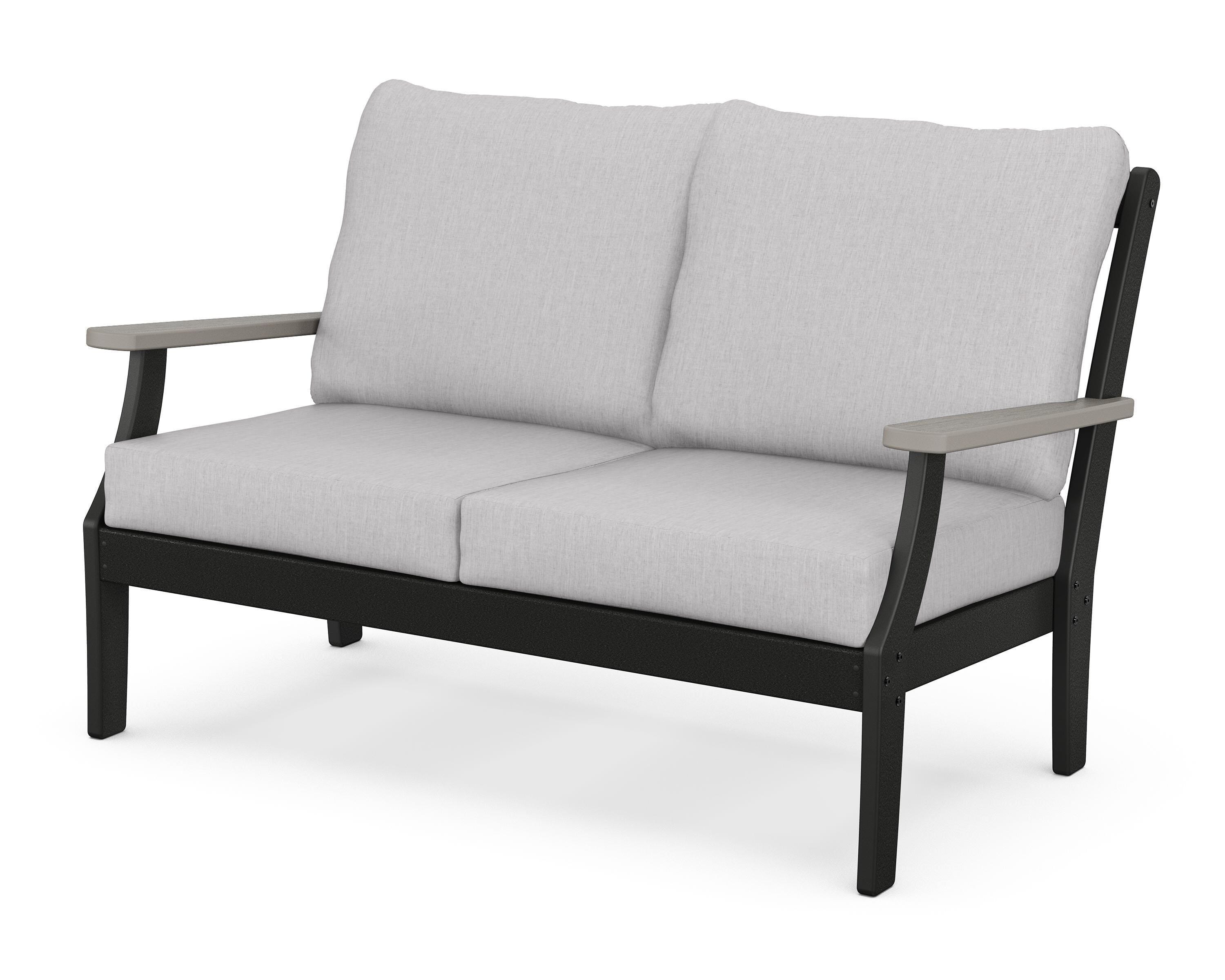 POLYWOOD® Braxton Deep Seating Loveseat in Black / Driftwood / Granite