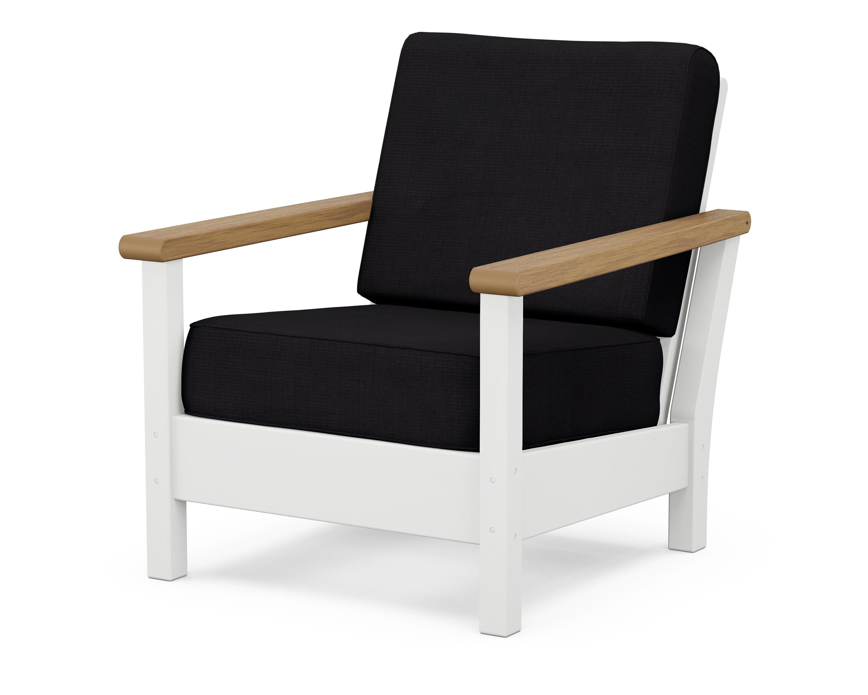 POLYWOOD® Harbour Deep Seating Chair in White / Natural / Midnight Linen