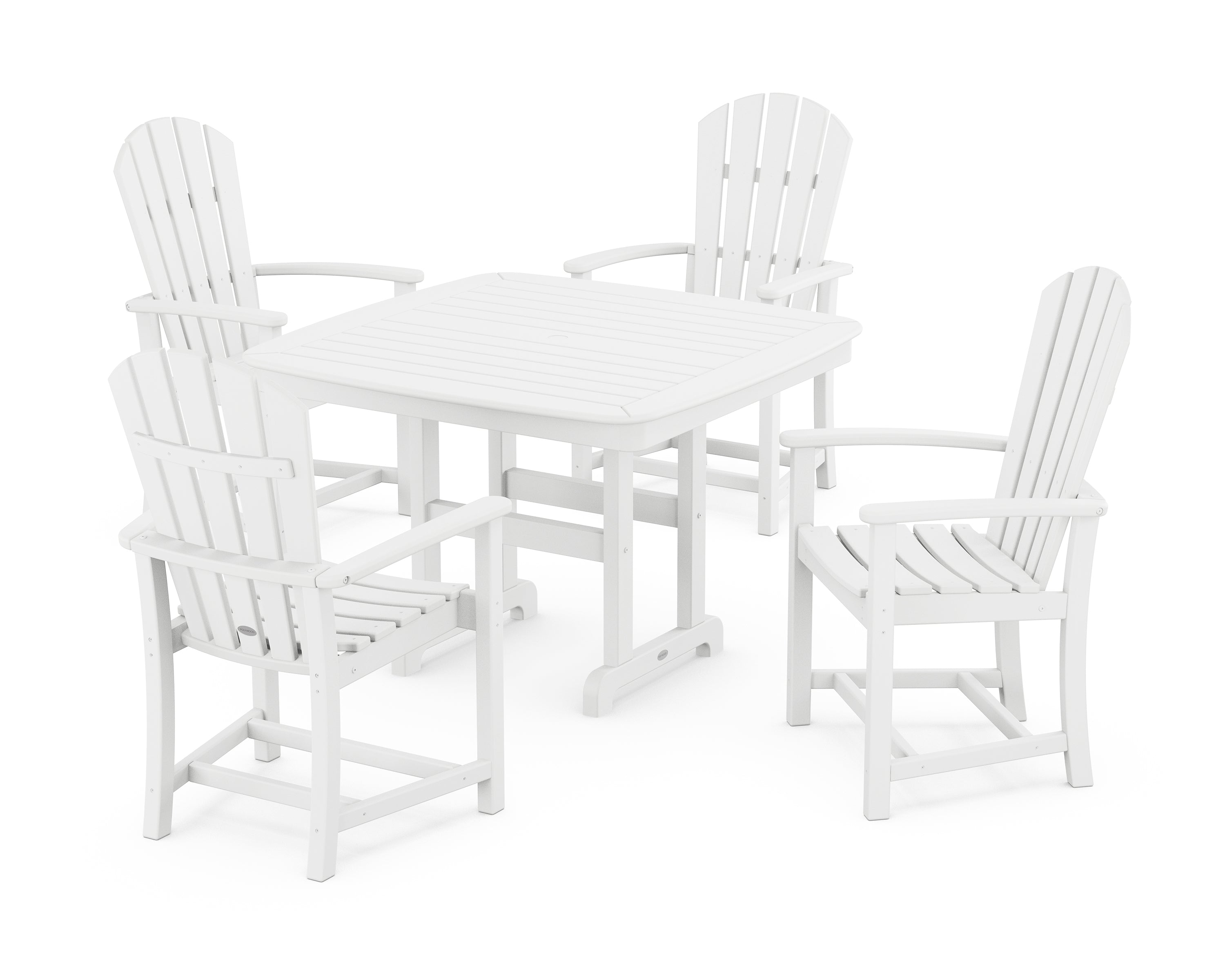 POLYWOOD® Palm Coast 5-Piece Dining Set with Trestle Legs in White