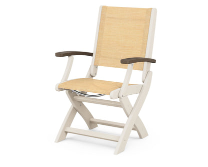 POLYWOOD® Coastal Folding Chair in Sand / Kona / Dupioni Apricot Sling