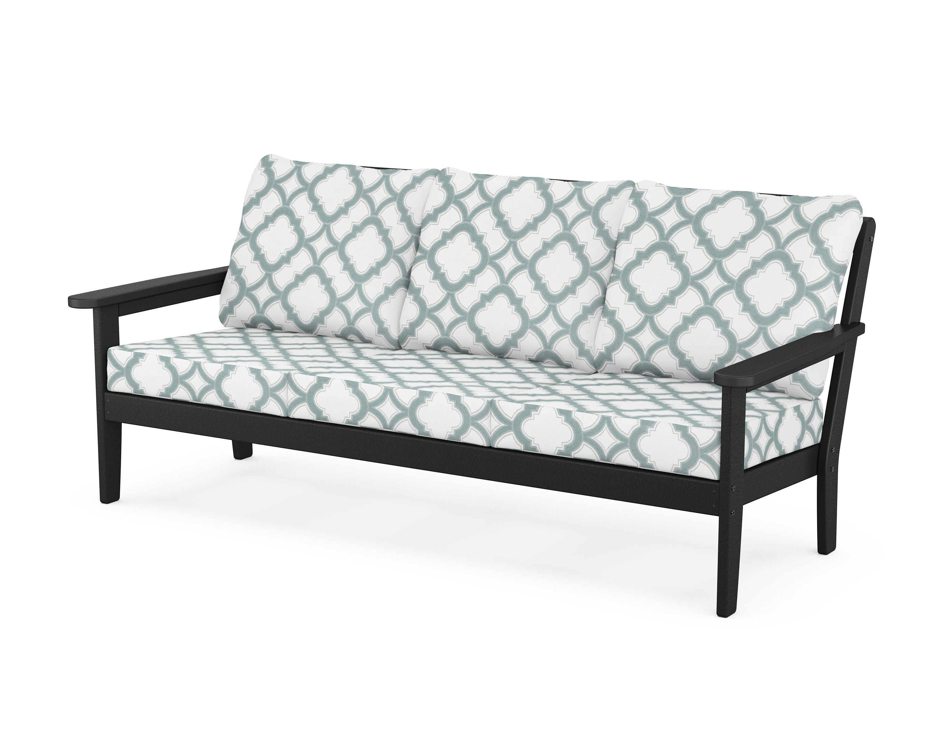 Country Living Cottage Deep Seating Sofa in Black / Trellis Glacier Spa
