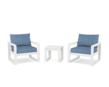 POLYWOOD® EDGE Sectional 3-Piece Deep Seating Set in White / Sky Blue