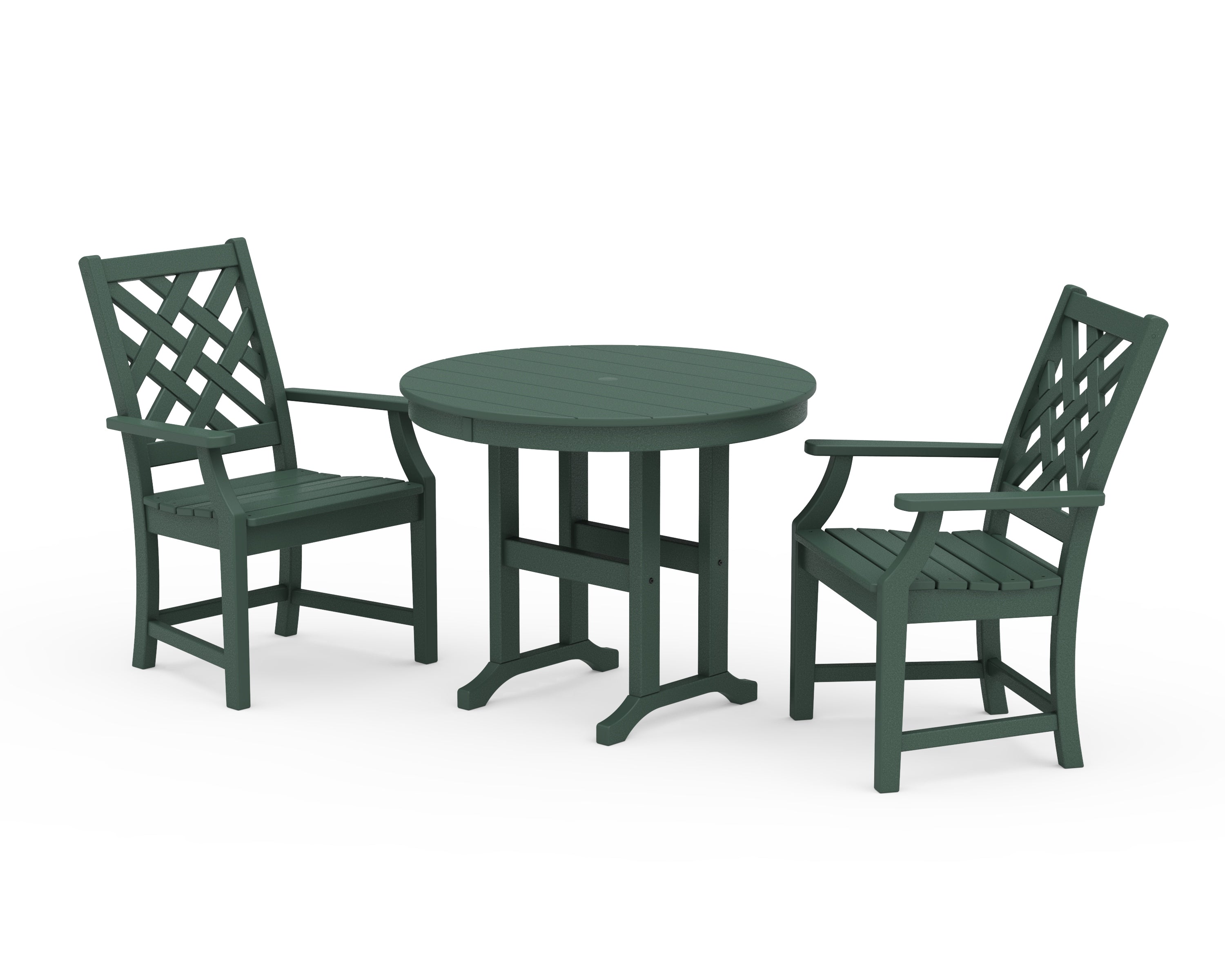 POLYWOOD® Wovendale 3-Piece Farmhouse Dining Set in Green