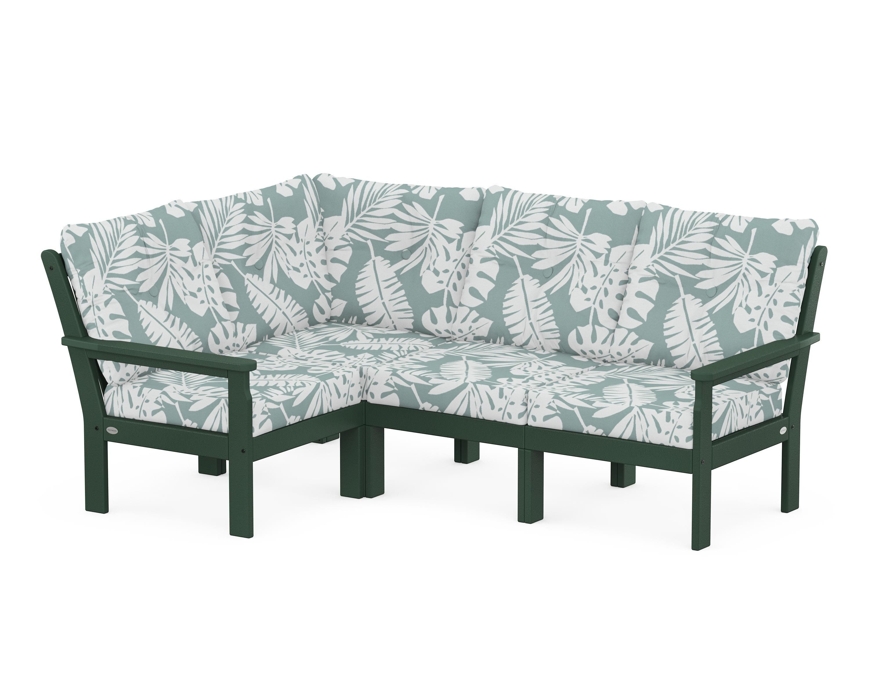 POLYWOOD® Vineyard 4-Piece Sectional in Green / Leaf Glacier Spa