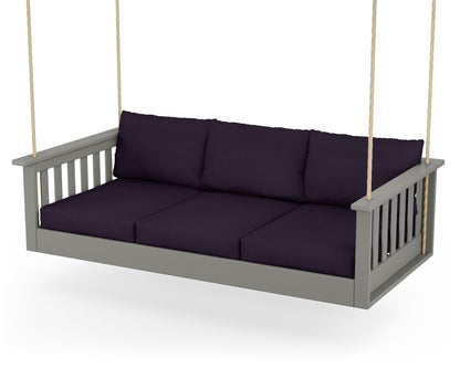POLYWOOD® Vineyard Daybed Swing in Slate Grey / Navy Linen