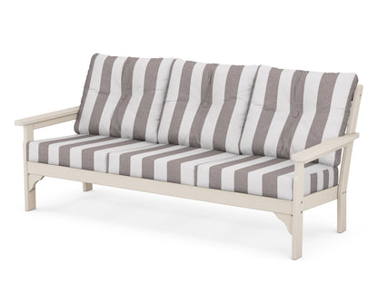POLYWOOD® Vineyard Deep Seating Sofa in Sand / Cabana Stripe Grey Mist