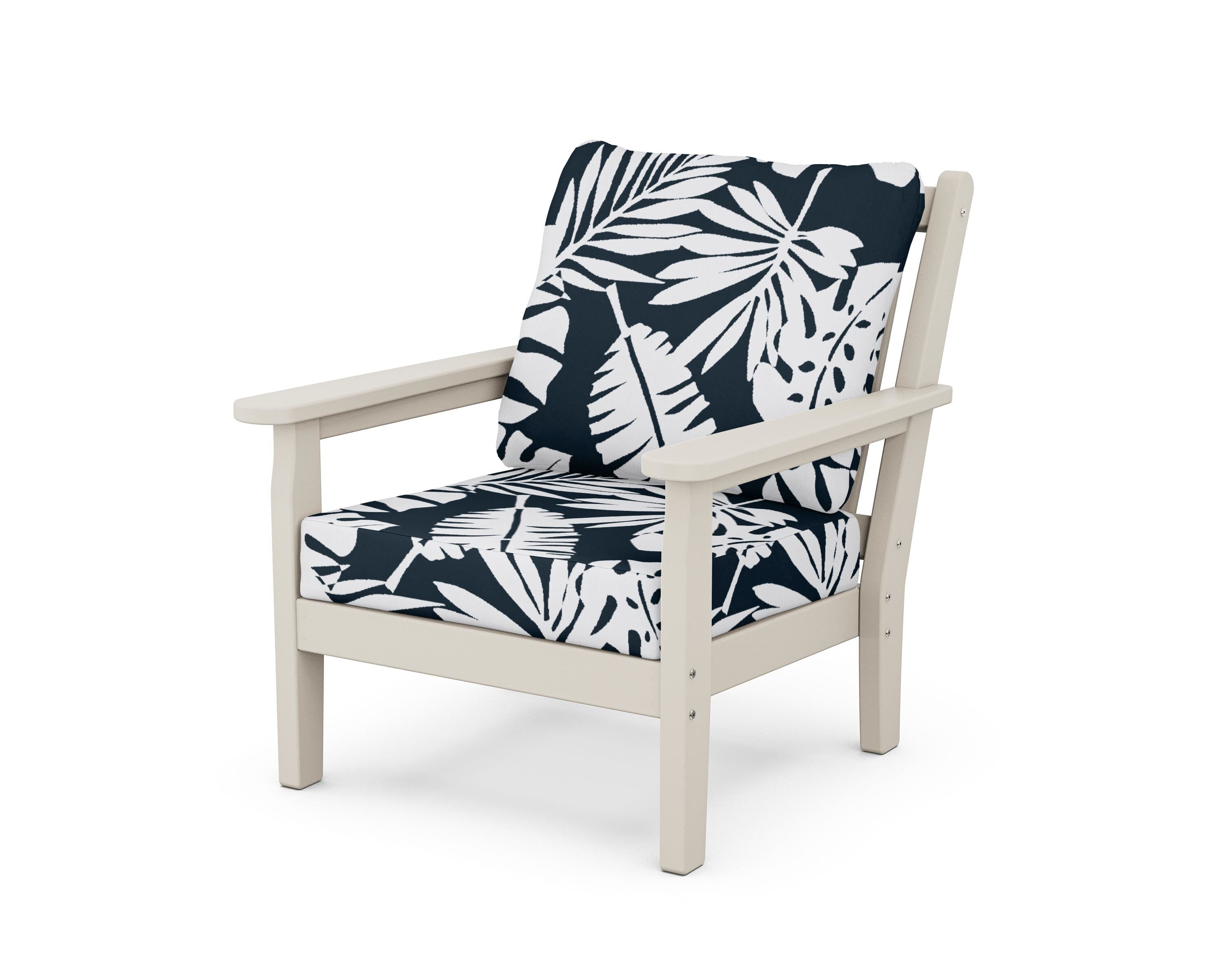 POLYWOOD® Chippendale Deep Seating Chair in Sand / Leaf Marine Indigo