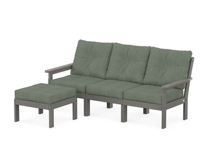 POLYWOOD® Vineyard 4-Piece Sectional with Ottoman in Slate Grey / Cast Sage