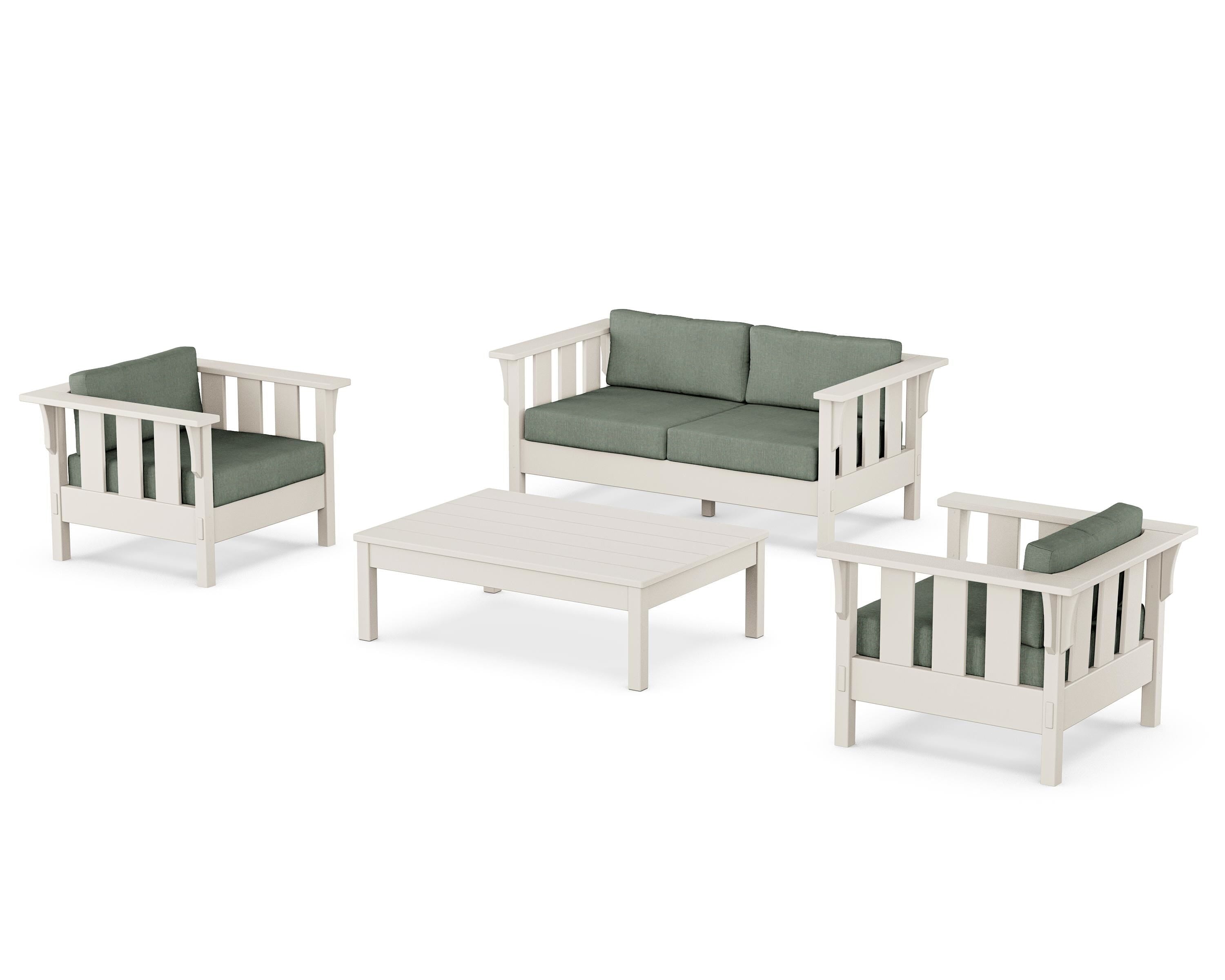 Martha Stewart by POLYWOOD® Acadia 4-Piece Deep Seating Set with Loveseat in Sand / Cast Sage