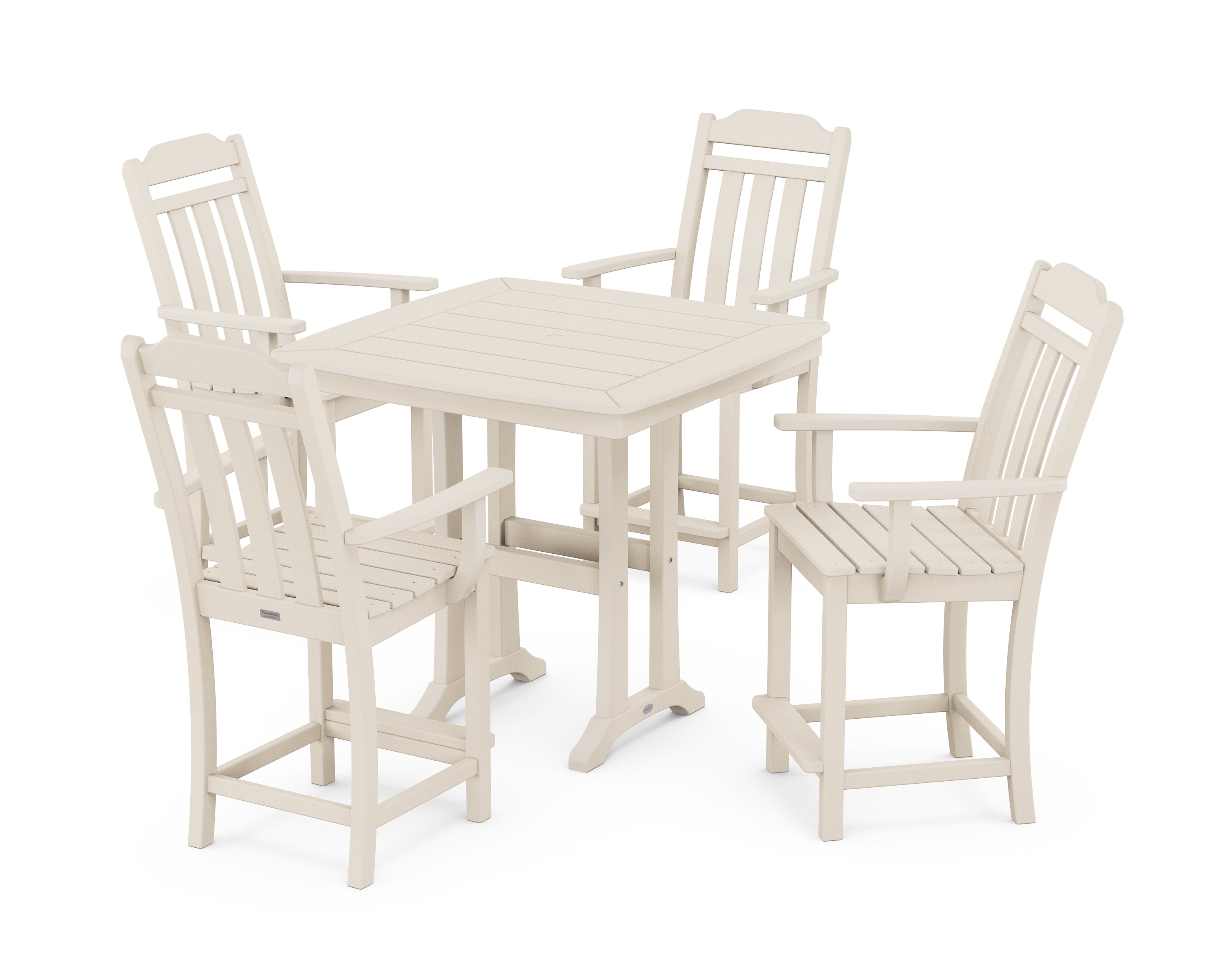 Country Living Cottage 5-Piece Counter Set with Trestle Legs in Sand