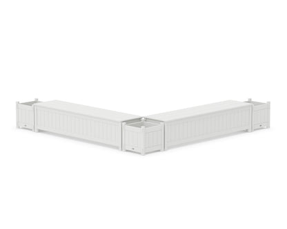 POLYWOOD® 72" Vineyard L- Shaped Planter Storage Bench Corner Set in White