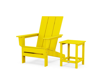 POLYWOOD® Modern Studio Adirondack Chair with Side Table in Lemon