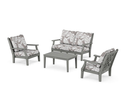 Country Living Wovendale 4-Piece Deep Seating Set with Loveseat in Slate Grey / Leaf Grey Mist