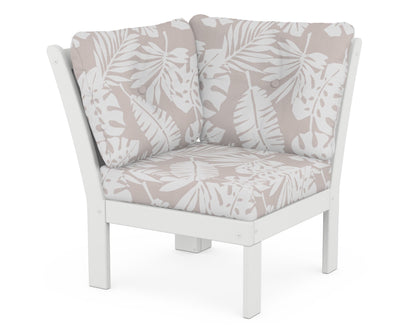 POLYWOOD® Vineyard Modular Corner Chair in White / Leaf Dune Burlap