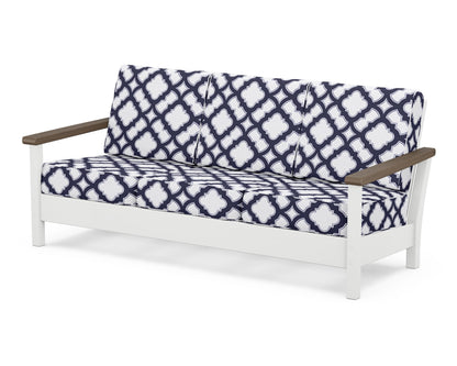 POLYWOOD® Harbour Deep Seating Sofa in White / Kona / Trellis Navy