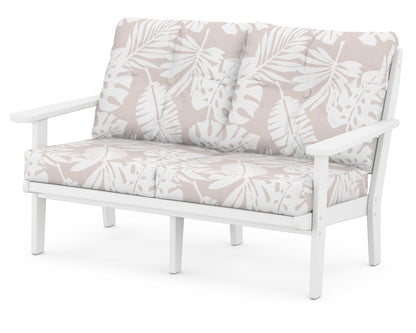 POLYWOOD® Lakeside Deep Seating Loveseat in White / Leaf Dune Burlap