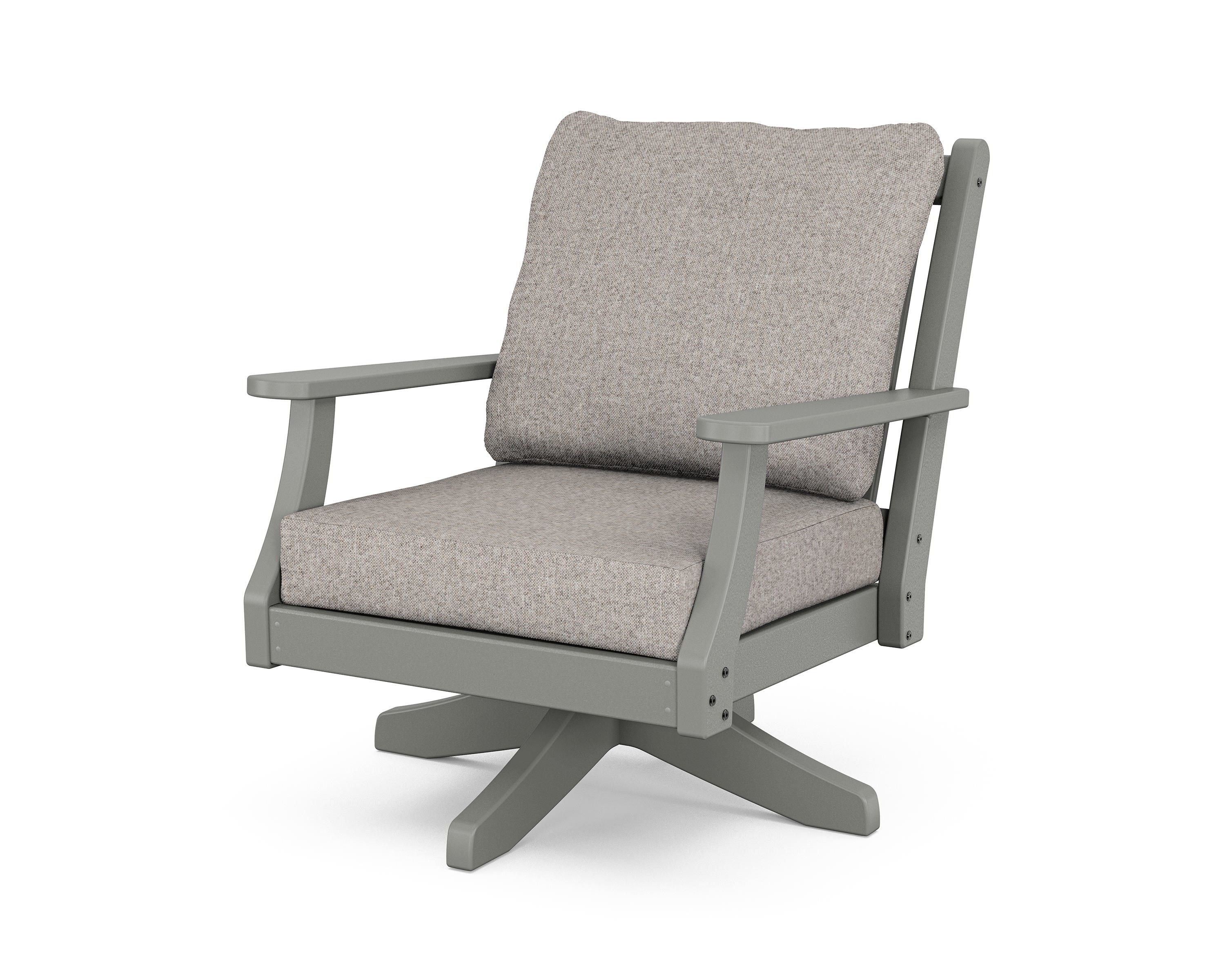 Country Living Wovendale Deep Seating Swivel Chair in Slate Grey / Weathered Tweed