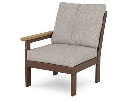 POLYWOOD® Vineyard Modular Left Arm Chair in Mahogany / Natural / Weathered Tweed