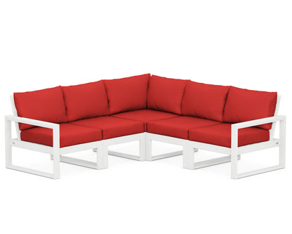 POLYWOOD® EDGE 5-Piece Modular Deep Seating Set in White / Crimson Linen