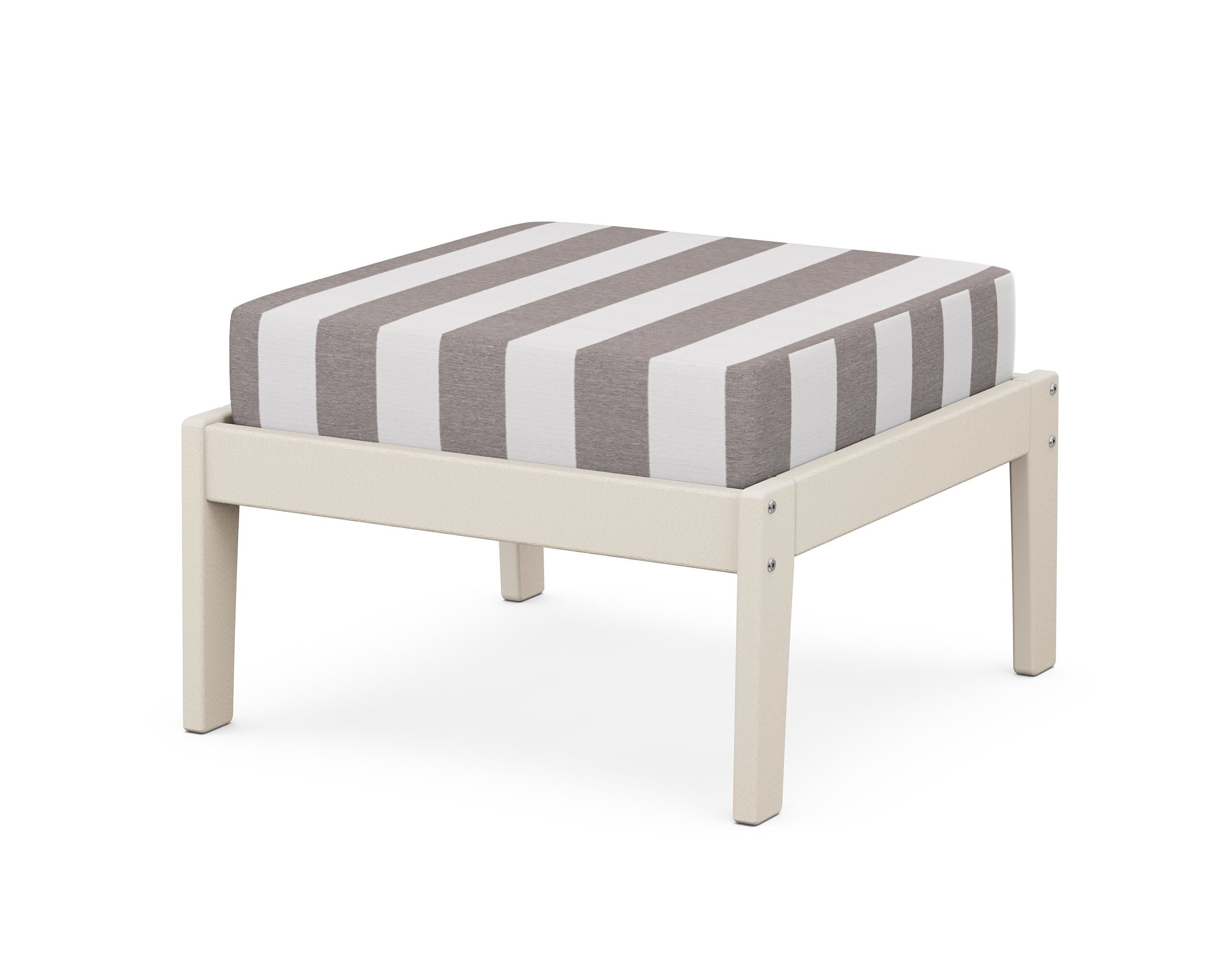 Unbranded Deep Seating Ottoman in Sand / Cabana Stripe Grey Mist