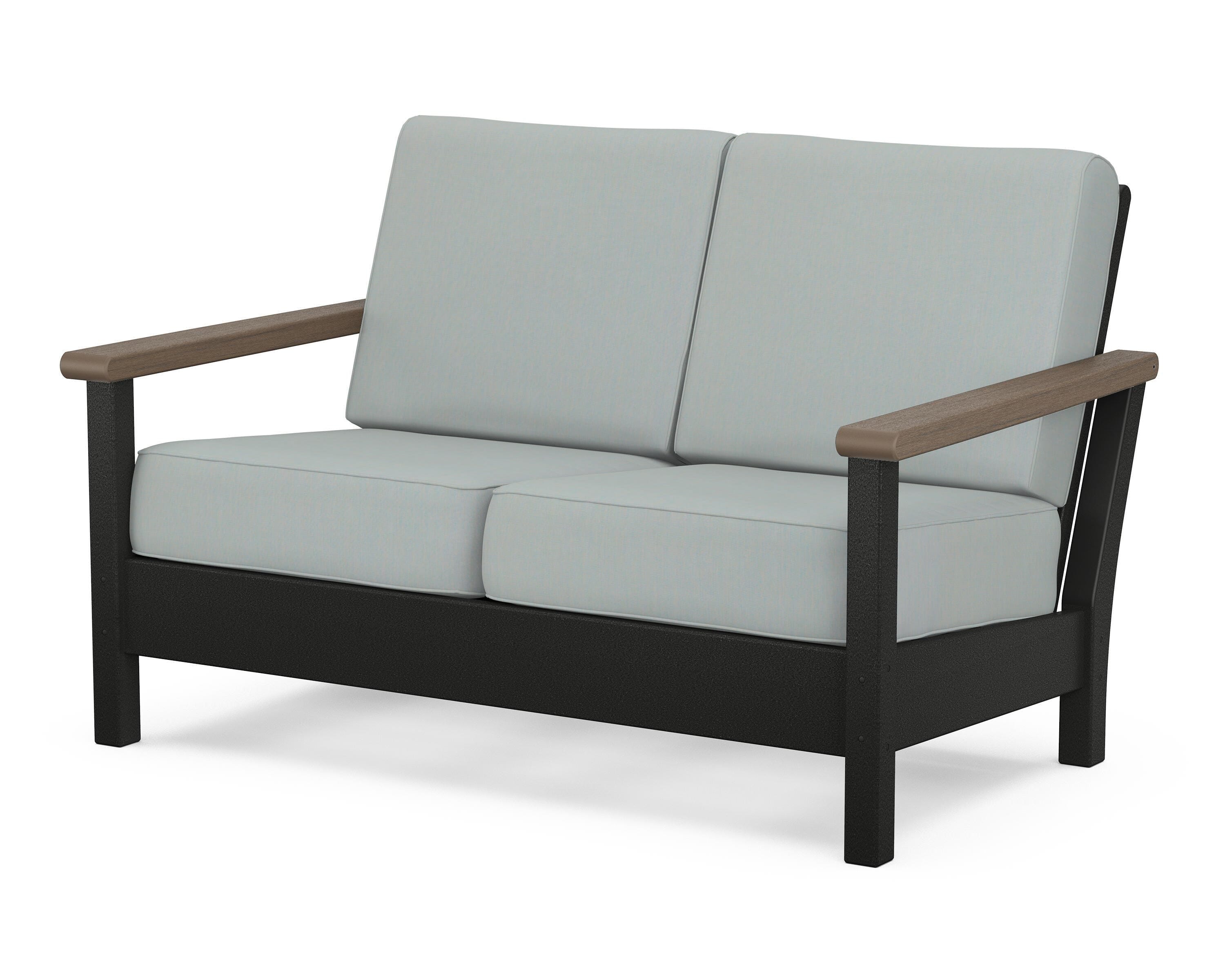 POLYWOOD® Harbour Deep Seating Loveseat in Black / Kona / Spa