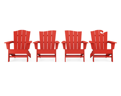 POLYWOOD® Wave Collection 4-Piece Adirondack Chair Set in Sunset Red