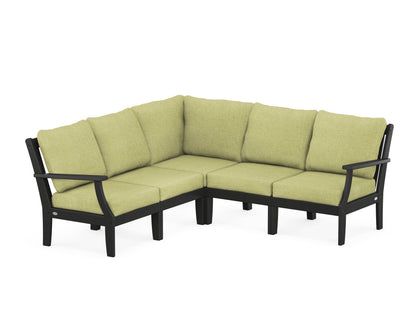 POLYWOOD® Braxton Modular 5-Piece Deep Seating Set in Black / Chartreuse Boucle