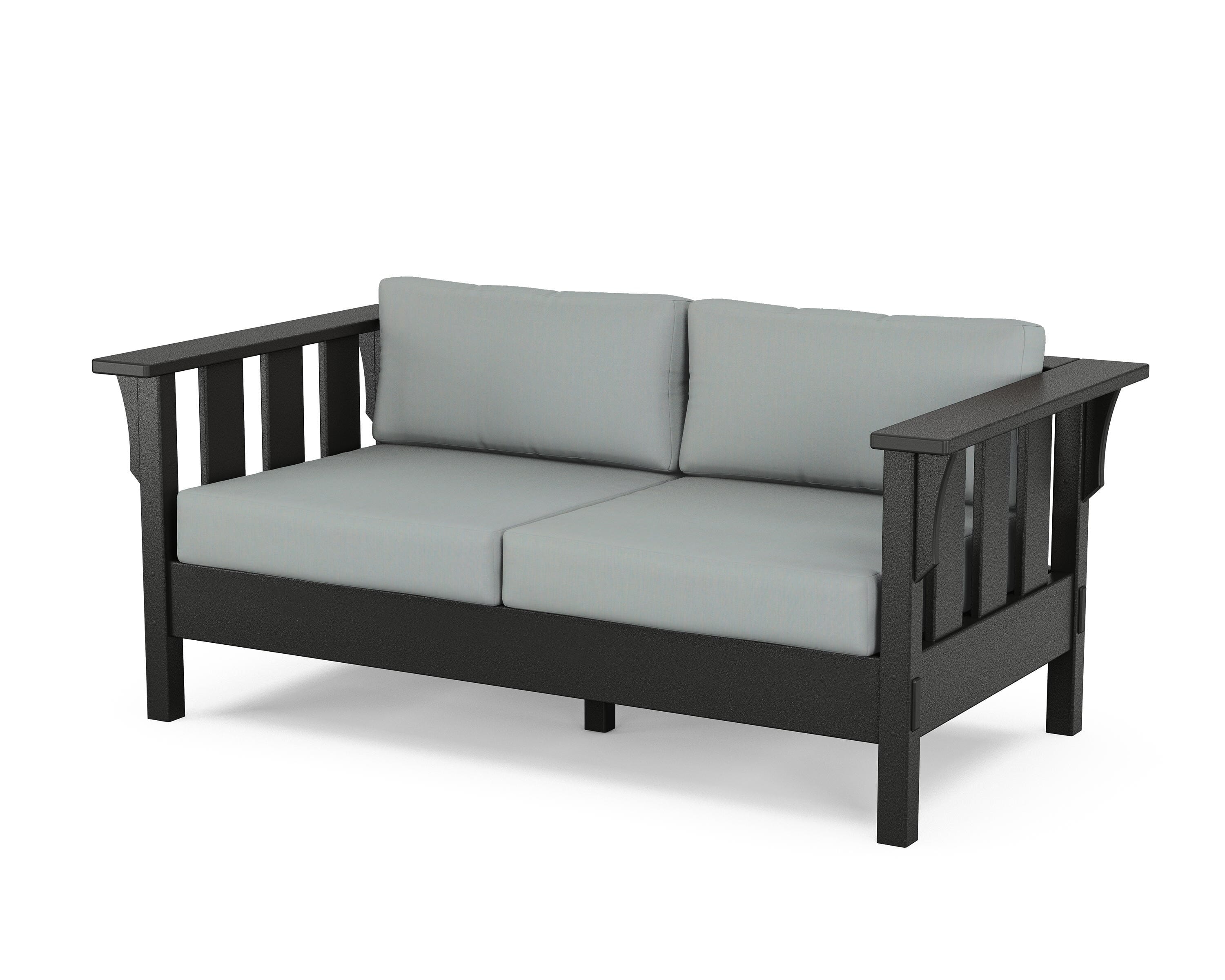 Martha Stewart by POLYWOOD® Acadia Deep Seating Loveseat in Black / Spa