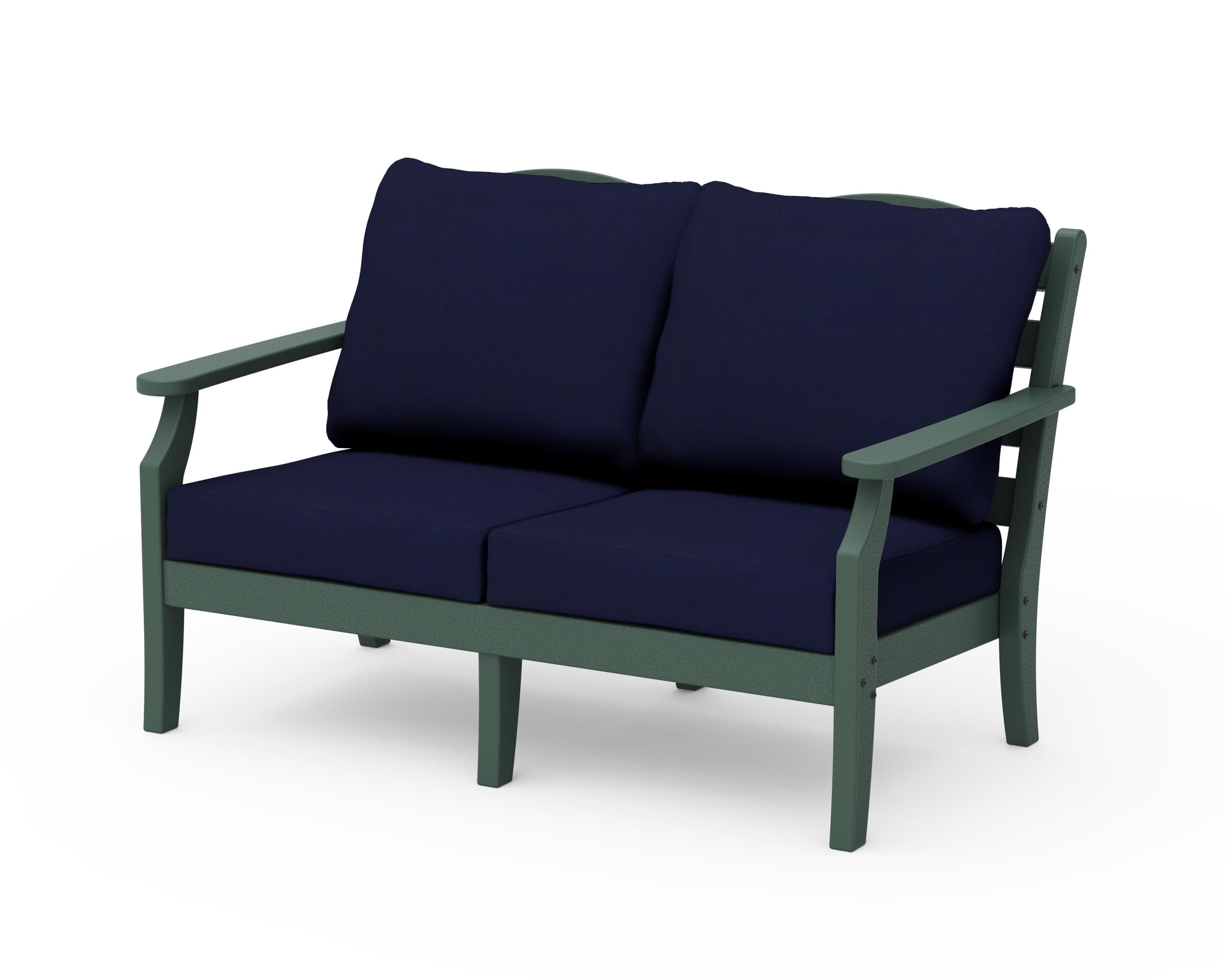 Draper James™ by  POLYWOOD® Savannah Deep Seating Loveseat in Green / Navy
