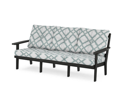 POLYWOOD® Prairie Deep Seating Sofa in Black / Trellis Glacier Spa