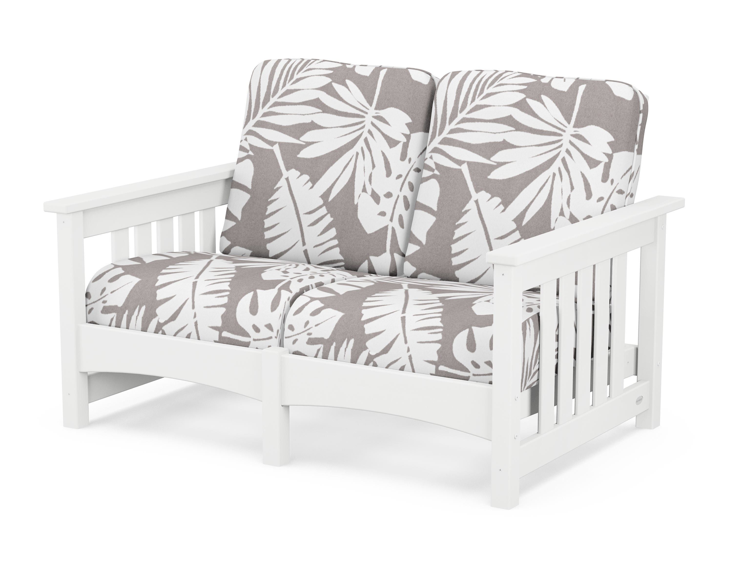 POLYWOOD® Club Mission Loveseat in White / Leaf Grey Mist