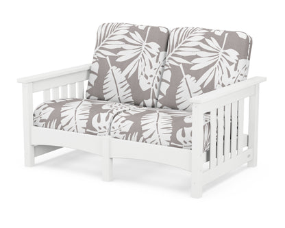 POLYWOOD® Club Mission Loveseat in White / Leaf Grey Mist