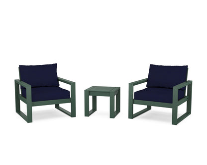 POLYWOOD® EDGE Sectional 3-Piece Deep Seating Set in Green / Navy