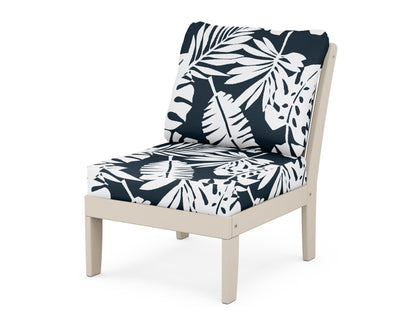 POLYWOOD® Braxton Modular Armless Chair in Sand / Leaf Marine Indigo