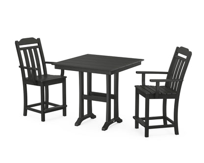 Country Living Cottage 3-Piece Farmhouse Counter Set with Trestle Legs in Black