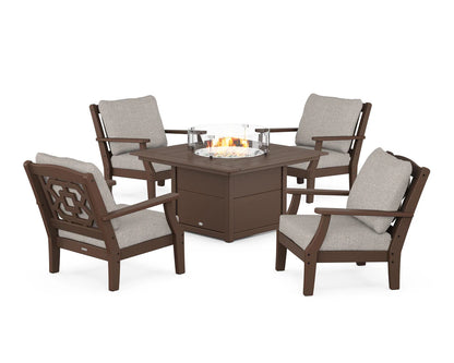 Chinoiserie 5-Piece Deep Seating Set with Fire Pit Table