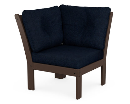 POLYWOOD® Vineyard Modular Corner Chair in Mahogany / Marine Indigo