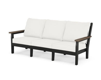 POLYWOOD® Chippendale Deep Seating Sofa in Black / Kona / Natural Linen