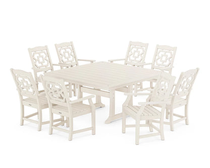 Chinoiserie 9-Piece Square Dining Set with Trestle Legs