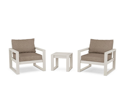 POLYWOOD® EDGE Sectional 3-Piece Deep Seating Set in Sand / Spiced Burlap
