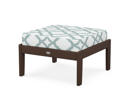 POLYWOOD® Braxton Deep Seating Ottoman in Mahogany / Trellis Glacier Spa