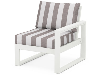 POLYWOOD® EDGE Modular Right Arm Chair in Vintage White / Cabana Stripe Grey Mist