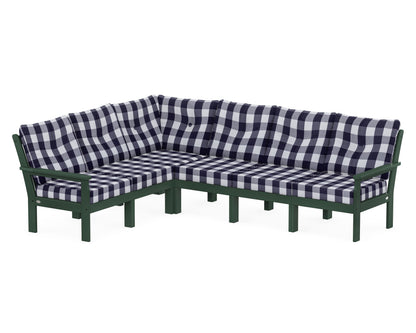 POLYWOOD® Vineyard 6-Piece Sectional in Green / Buffalo Plaid Navy