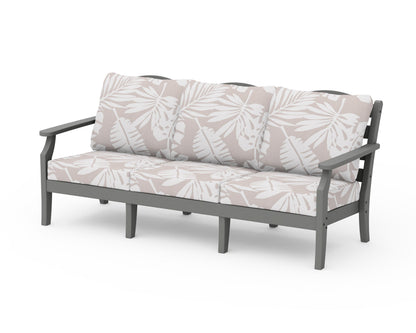 Draper James™ by  POLYWOOD® Savannah Deep Seating Sofa in Slate Grey / Leaf Dune Burlap