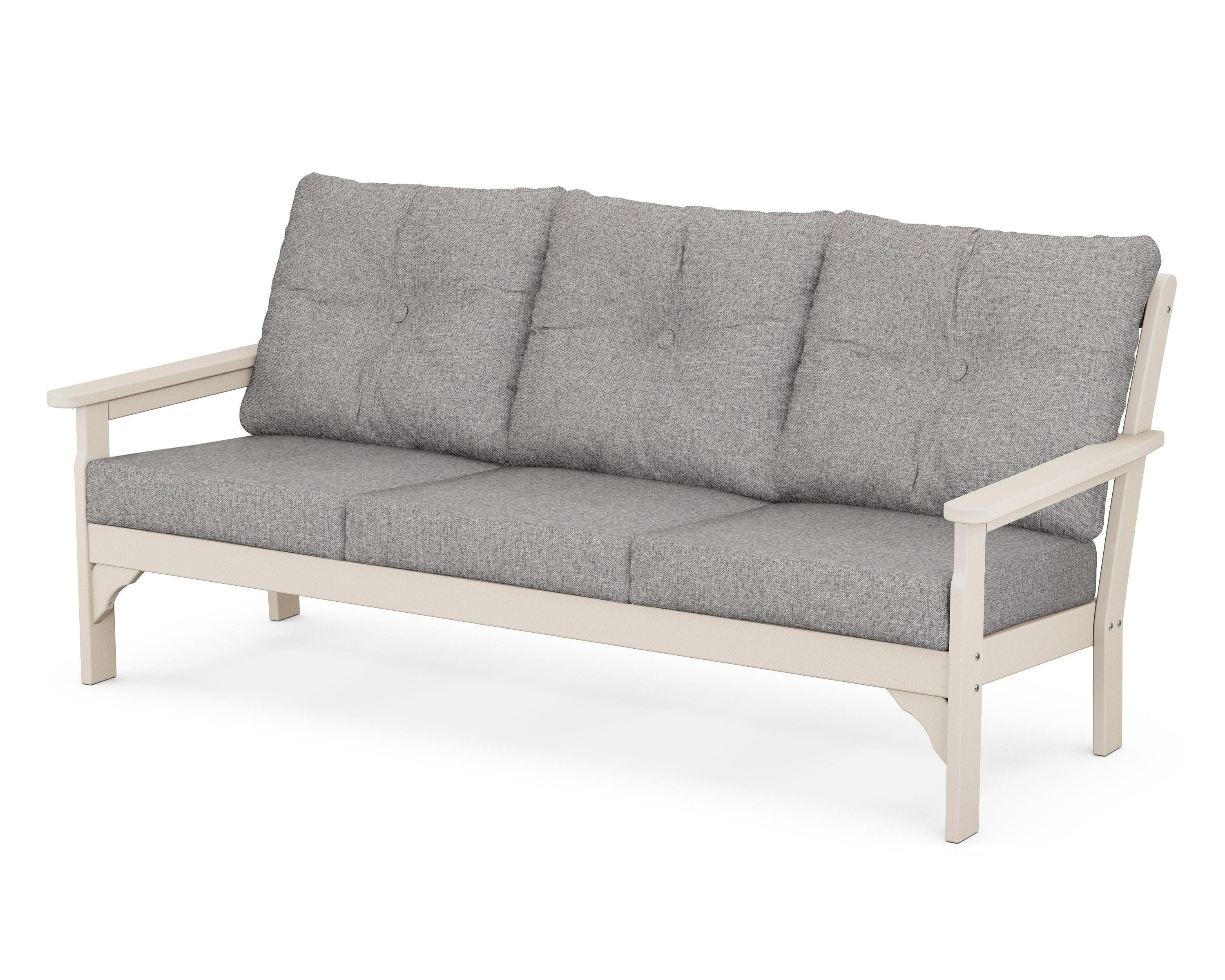 POLYWOOD® Vineyard Deep Seating Sofa in Sand / Grey Mist