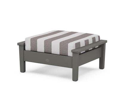 POLYWOOD® Prescott Deep Seating Ottoman in Slate Grey / Cabana Stripe Grey Mist