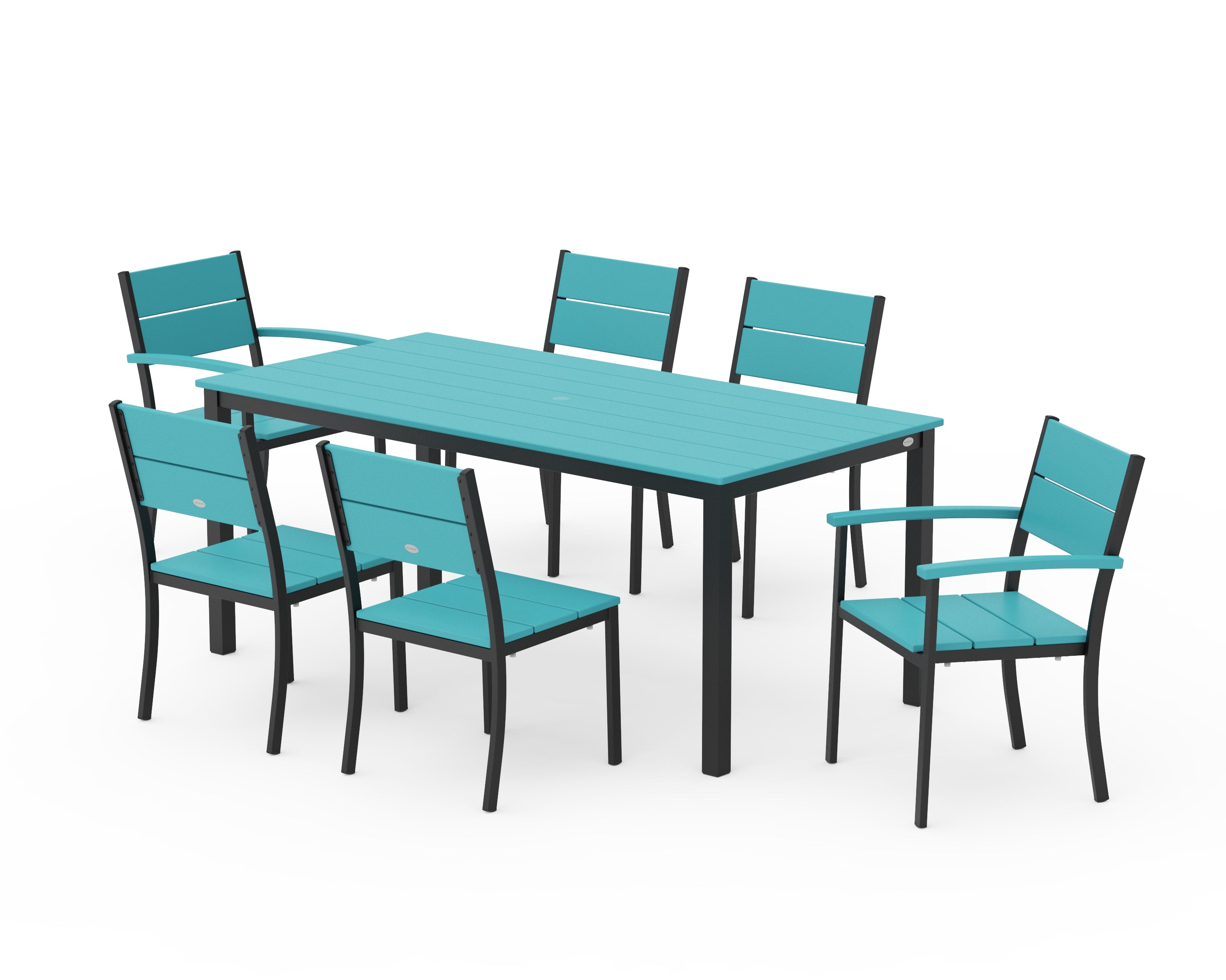 POLYWOOD® Main Street 7-Piece Dining Set in Black / Aruba