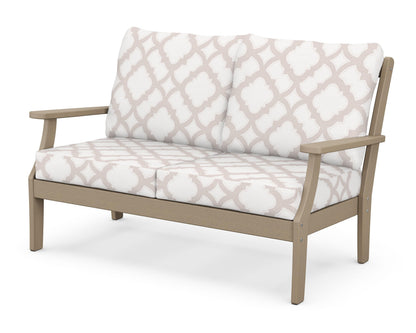 POLYWOOD® Braxton Deep Seating Loveseat in Vintage Sahara / Trellis Dune Burlap